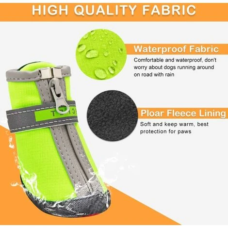 Chaussettes Et Chaussures Pour Chien Chaussures Pour Petits Chiens Imperméables Lot De 4, Bottes De Protection Pour Chien Protecteur De Patte Antidérapante Réfléchissante Chaussures Chaudes Pour Chiot – Image 2