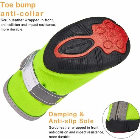 Chaussettes Et Chaussures Pour Chien Chaussures Pour Petits Chiens Imperméables Lot De 4, Bottes De Protection Pour Chien Protecteur De Patte Antidérapante Réfléchissante Chaussures Chaudes Pour Chiot – Image 3