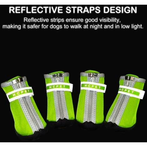 Chaussettes Et Chaussures Pour Chien Chaussures Pour Petits Chiens Imperméables Lot De 4, Bottes De Protection Pour Chien Protecteur De Patte Antidérapante Réfléchissante Chaussures Chaudes Pour Chiot – Image 5