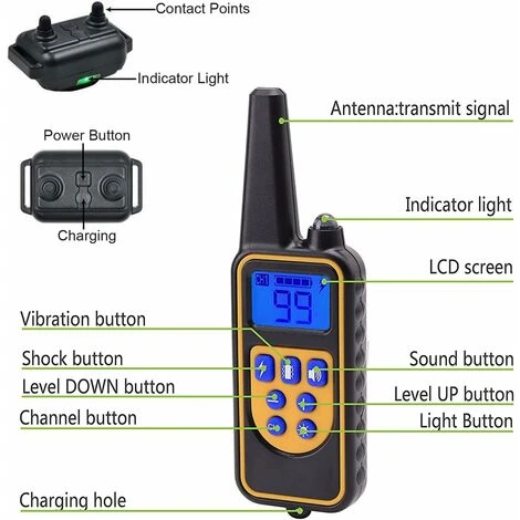 Collier De Dressage Pour Chiens Meloive Avec 99 Niveaux De Mode Vibration, Choc Électrique Et Sonore, Rechargeable Et Étanche IP67 Avec Une Distance De 800m. – Image 2