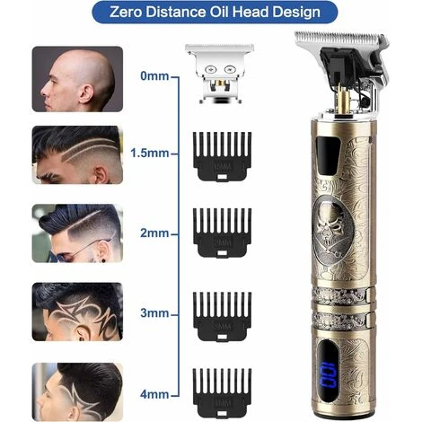 Tondeuse à Cheveux, Tondeuse à Cheveux Professionnelle Pour Homme, Rasoir électrique Facile à Couper, Tondeuse à Barbe Rechargeable Par USB, Tondeuse à Lame En T Pour Homme Avec 3 Peignes Et écran LED – Image 4