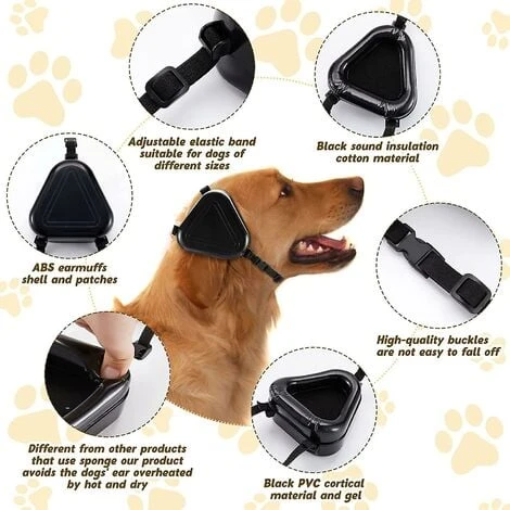 Cache-oreilles De Protection Contre Le Bruit Pour Chien, Cache-oreilles De Protection Auditive Pour Chien, Noir – Image 2