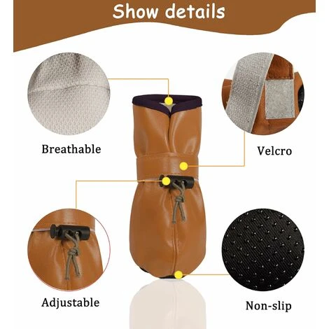 Chaussures Pour Grands Chiens Bottes En Cuir Pour Chien De Berger Antidérapantes Faciles à Enfiler – Image 2