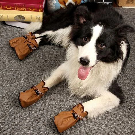 Chaussures Pour Grands Chiens Bottes En Cuir Pour Chien De Berger Antidérapantes Faciles à Enfiler – Image 4
