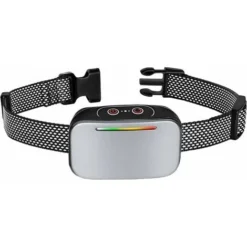 Collier Anti-aboiement Automatique Pour Chiens, Contrôle Anti-aboiement Intelligent, Rechargeable, Mode Choc Statique, Vibration Et Son, Résistant à L’eau IP67, Indicateur LED – Couleur Argent