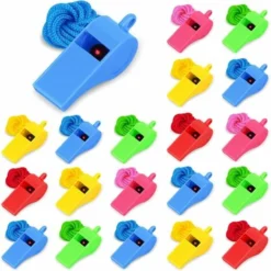 Sifflets De Sport En Plastique, Sifflet De Sport Avec Cordon, Sifflets En Plastique Colorés Sifflet Puissant Idéal Pour Les Entraîneurs, Les Arbitres Et Les Officiels