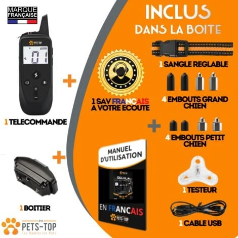 One PETS-TOP® Collier Dressage Chien Avec Télécommande Collier Anti Aboiement Avec Télécommande Collier De Rappel Pour Chien Collier Electrique Pour Chien Collier Education Chien 1000m – Image 4
