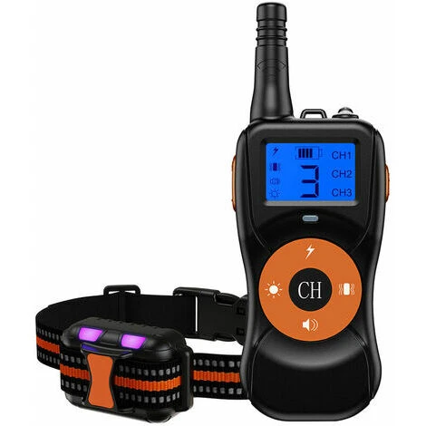 Collier De Dressage Pour Chien Rechargeable, Portée De 1000 M, Avec Mode Vibration, Son, Choc électrique Et Lumière, Collier étanche IPX67. Collier, Harnais Et Laisse De Dressage Et D'éducation Pour C