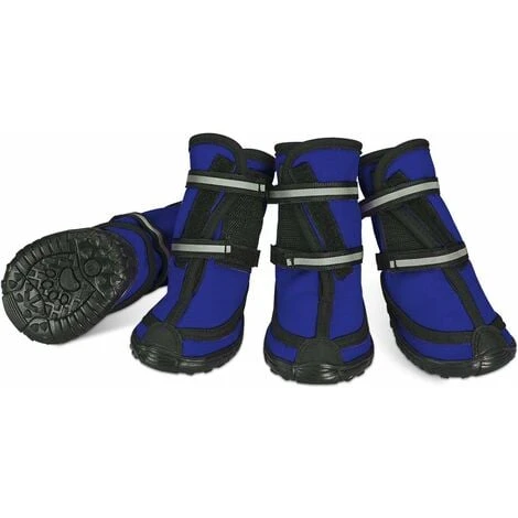 Bottes De Protection Pour Chien Ensemble Imperméable, Chaussures Chien Antidérapantes Avec Boucle Adhésive Sangles Réfléchissantes Chaussures Chiens Chaudes Résistantes Pour Les Chiens Bleu XXL