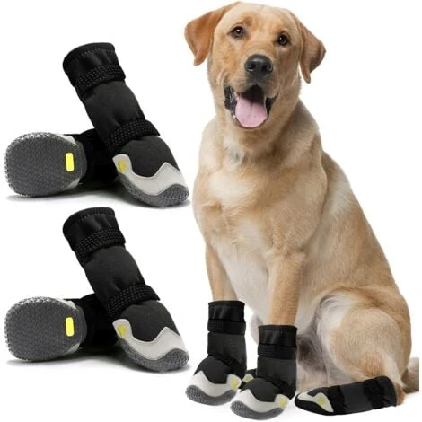 Bottes Pour Chien De Protection, Thermique Long Tube Chaussures Pour Chiens, Protecteur De Patte De Chien En Cuir Microfibre Respirant Avec Semelle En Caoutchouc (6)