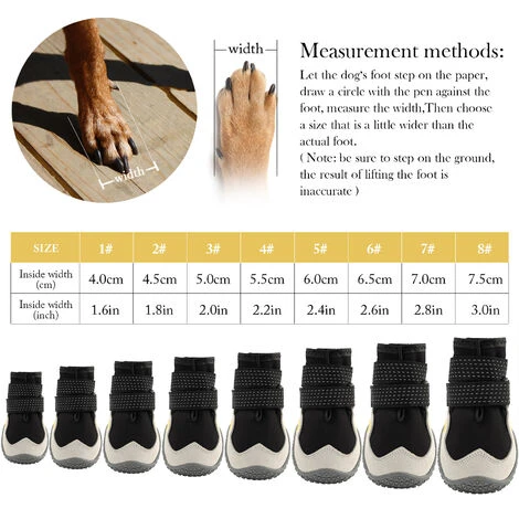 4pcs Bottes Pour Chien De Protection, Respirant Chaussures Pour Chiens, Avec Sangles Réfléchissantes, Protecteur De Patte De Chien à Semelle Rhombique En Caoutchouc En Cuir Microfibre (4) – Image 3