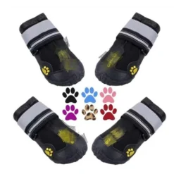Bottes Chien, 4 Pcs Chien Chaussure Avec Résistant à L'usure, Anti-Slip Intérieur Robuste, Et Bande élastique Pour Taille Moyenne Et Grande Chien(7)