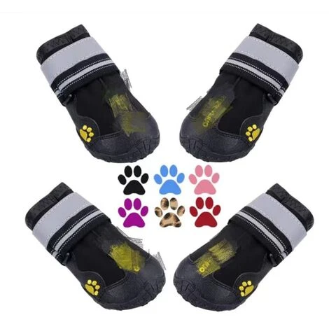 Bottes Chien, 4 Pcs Chien Chaussure Avec Résistant à L'usure, Anti-Slip Intérieur Robuste, Et Bande élastique Pour Taille Moyenne Et Grande Chien(7)