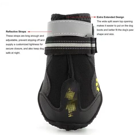 Bottes Chien, 4 Pcs Chien Chaussure Avec Résistant à L'usure, Anti-Slip Intérieur Robuste, Et Bande élastique Pour Taille Moyenne Et Grande Chien(7) – Image 2