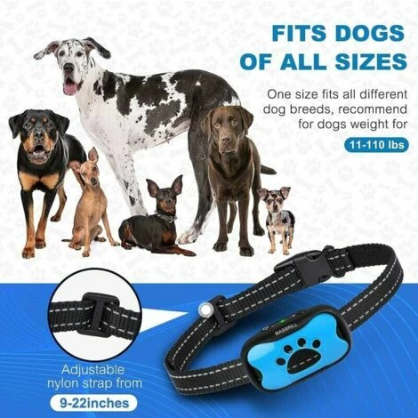 Collier Anti-aboiement Rechargeable Pour Chiens, Dispositif Anti-aboiement Pour Petits Chiens De Taille Moyenne à Grande, Collier Anti-aboiement Pour Chiens, (Bleu) ZHUOXAUN – Image 3