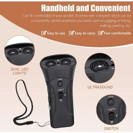 Dog Repeller Trainer Répulsif Pour Chien à Double Canal Outil De Dressage De Chien Portable à Ultrasons Pour éviter Les Aboiements De Chien Pour Le Dressage Et La Marche Des Chiens – Image 3