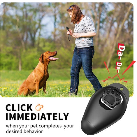 Clicker De Dressage Pour Chien - Renforçateur De Comportement Positif Pour Animaux De Compagnie - Chiots Et Adultes De Tous âges - Pour La Récompense Et Le Dressage - Sifflet Pour Chien Inclus (noir) – Image 2
