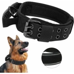 Améliorer Collier De Chien Tactique Avec Poignée De Commande, Militaire K9 Collier Réglable Chien Rembourré Pour Chiens (M, Noir)
