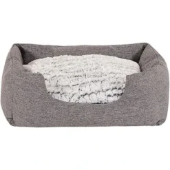 Lit Pour Chien Coussin Réversible Panier Chiens, (S) 60x50 Cm Gris
