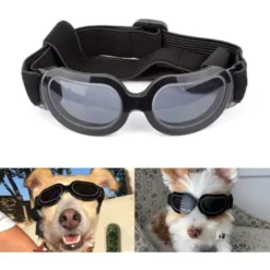 Lunettes Pour Chien Protection Des Yeux Coupe-Vent Imperméable Protection UV Ajustable Lunettes De Soleil Chien-Noir