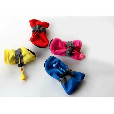 Chaussettes Et Chaussures Pour Chien 4 Chaussures De Pluie Pour Chien, Bottes De Pluie Couvre-chaussures Imperméables Souples Antidérapantes Design Réfléchissant Pour Chiens Chiots Animal Domestique ( – Image 3
