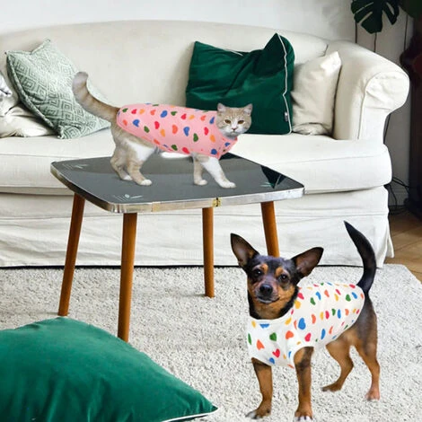 2 Pièces De Gilet D'Amour De Couleur Pour Animaux De Compagnie Vêtements De Printemps Et D'Été Pour Chiens Vêtements Pour Animaux De Compagnie – Image 3