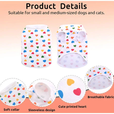 2 Pièces De Gilet D'Amour De Couleur Pour Animaux De Compagnie Vêtements De Printemps Et D'Été Pour Chiens Vêtements Pour Animaux De Compagnie – Image 5