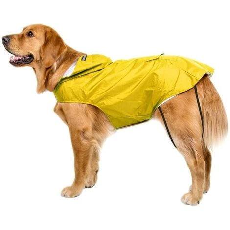 Imperméable Pour Chien Imperméable Manteau Pour Chien Grand Doublé Ultra-Léger Respirant Chien Veste Bandes Réfléchissantes Veste De Pluie Chiens Avec Capuche 4Xl