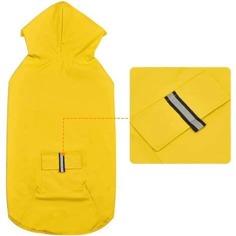 Imperméable Pour Chien Imperméable Manteau Pour Chien Grand Doublé Ultra-Léger Respirant Chien Veste Bandes Réfléchissantes Veste De Pluie Chiens Avec Capuche 4Xl – Image 5