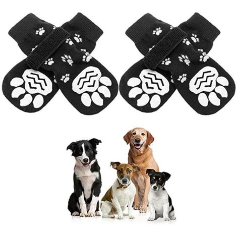 Chaussettes Antidérapantes Amusantes Pour Chien Avec Sangles Réglables – Contrle De Traction Puissant Antidérapant Pour Intérieur Sur Sols En Bois Dur Ou Carrelage.