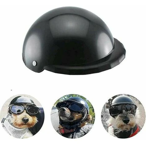 Casque De Chien Lunettes Ensemble Casque Pour Animaux De Compagnie Lunettes De Soleil Chiens Réglable Chien Moto Chapeau De Sécurité (M) – Image 2