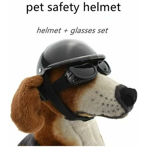 Casque De Chien Lunettes Ensemble Casque Pour Animaux De Compagnie Lunettes De Soleil Chiens Réglable Chien Moto Chapeau De Sécurité (M) – Image 4