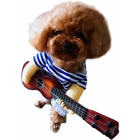 Costume De Guitare Pour Animaux De Compagnie Costumes De Chien Halloween Noël Cosplay Fête Tenue Drôle Vêtements(M) – Image 2
