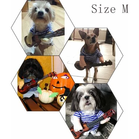 Costume De Guitare Pour Animaux De Compagnie Costumes De Chien Halloween Noël Cosplay Fête Tenue Drôle Vêtements(M) – Image 4