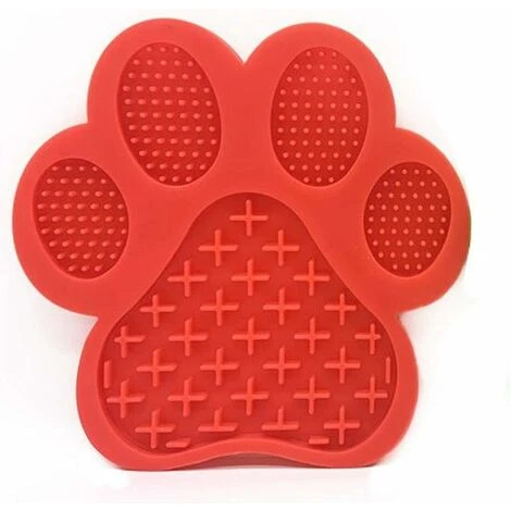 Tapis De Lechage Chien Tapis à Lécher Pour Chien Coussin à Lécher Pour Chien Avec Ventouse En Bas, Bol Anti-étranglement Pour Animaux De Compagnie, Bol Pour Chat En Silicone Anti-Rotation Rouge