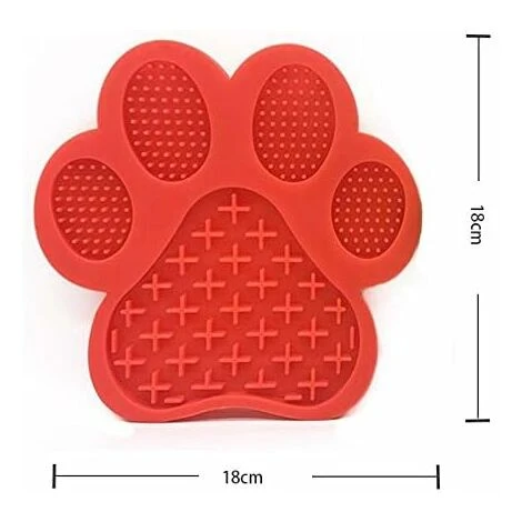 Tapis De Lechage Chien Tapis à Lécher Pour Chien Coussin à Lécher Pour Chien Avec Ventouse En Bas, Bol Anti-étranglement Pour Animaux De Compagnie, Bol Pour Chat En Silicone Anti-Rotation Rouge – Image 2