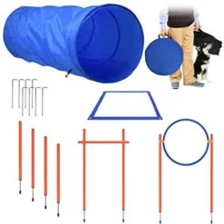 Set D'équipement Agility Pour Chiens Set D'entraînement à La Mobilité Avec Barres De Slalom Bleu & Orange NAIZY