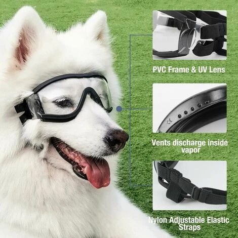 Lunettes De Chien Lunettes De Soleil Pour Animaux De Compagnie Protection Oculaire Imperméable Coupe-Vent Pour Chien De Grande Et Moyenne Taille - Clair – Image 4